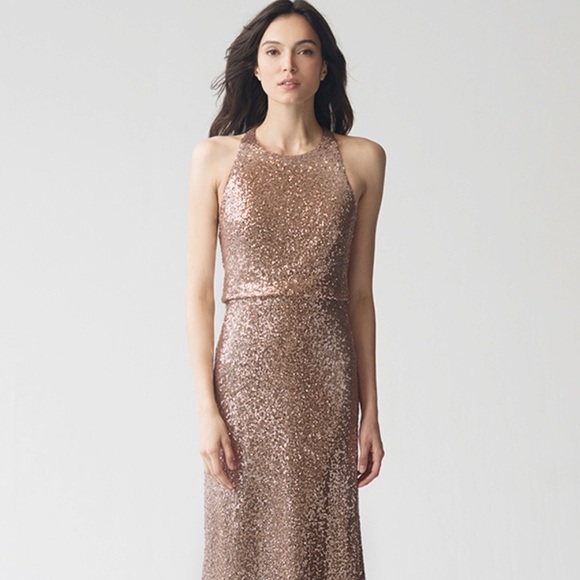 Jenny Yoo Sloan sequin dress in rose gold - Picture 2 of 5